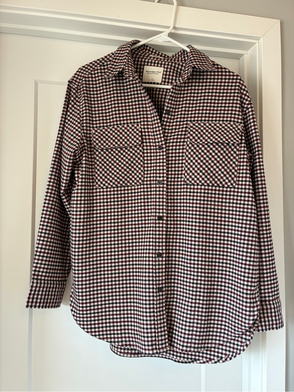 Abercrombie & Fitch Burgundy, Black & White Checked Shirt